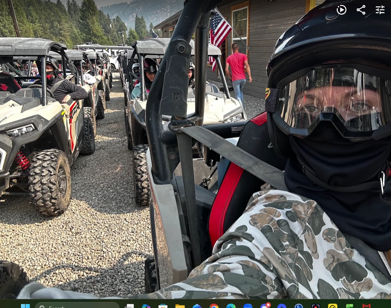 Brittanie on a UTV experience during the Montana work trip